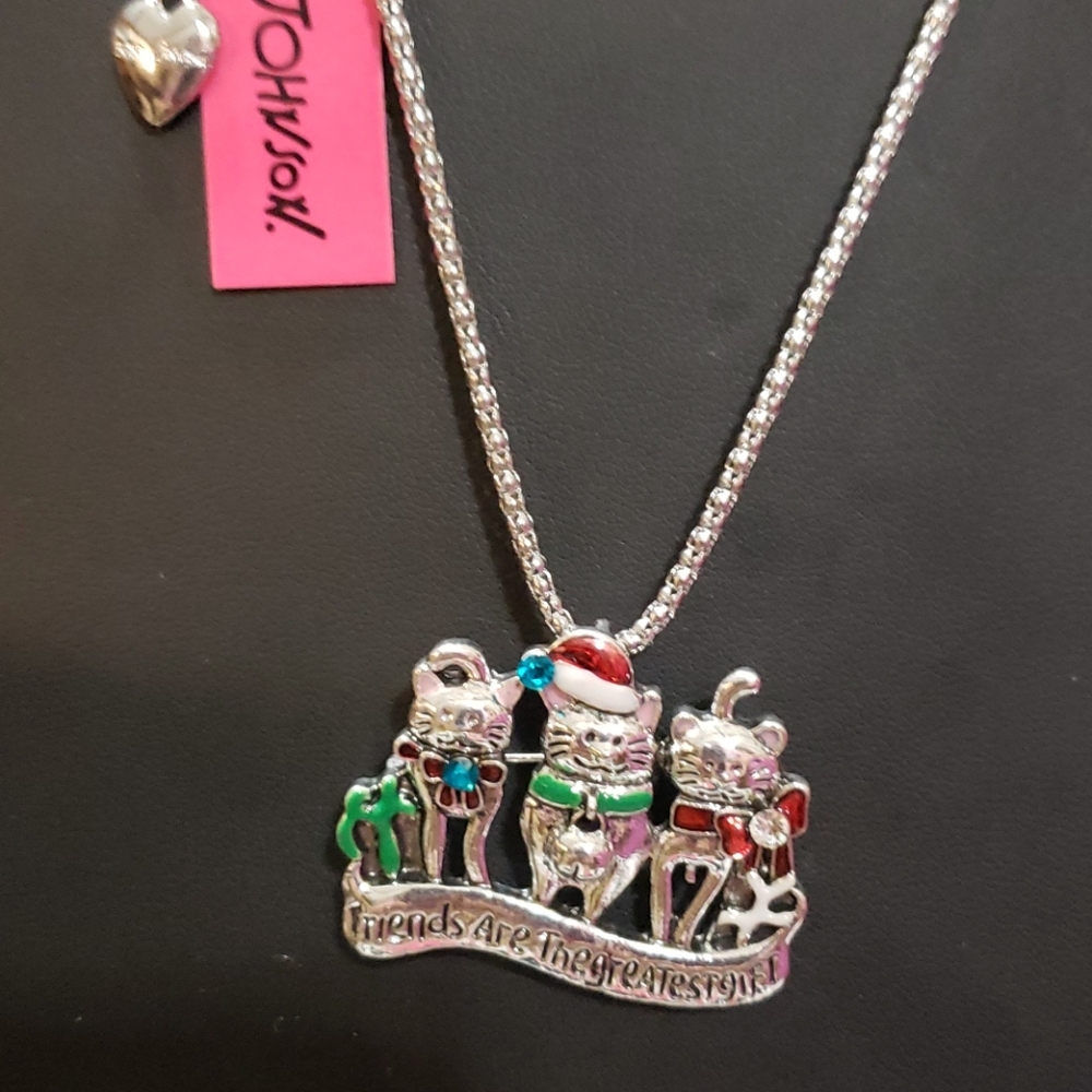 NW KITTY TRIO XMAS NECKLACE BY BETSEY JOHNSON